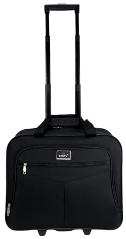 COSHANO Maletin Maleta Trolley Equipaje de Mano con 4 Compartimiento, Comercial, piloto, Medico, Cabina (Negro)