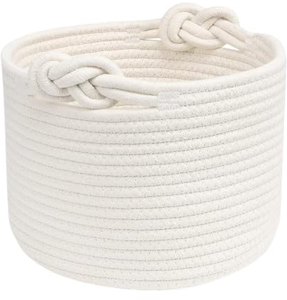Cesto portaoggetti in corda intrecciata, Cesto portaoggetti in corda di cotone con manico intrecciato, Cesto portaoggetti in corda intrecciata con manico, Scatola rotonda per giocattoli per