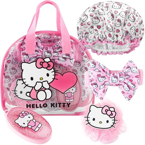 Get Trend Toalettväska och duschtillbehör, Hello Kitty Pink, Taille Unique - Lot de 5 pièces, Toalettväska med tillbehör