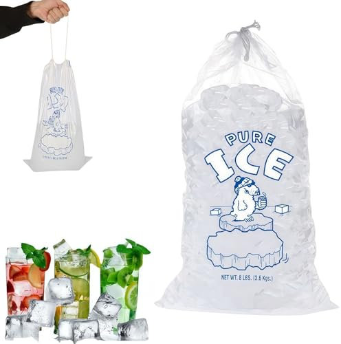 10PCS Ice Bags with Drawstring,Drawstring Ice Cube Bags,Ice Cube Bags Reusable,Sturdy Freezer & Ice Maker Storage Bags,Heavy Duty Ice Bags 8lb Capacity,Durable Ice Bag Storage for Camping, Picnics