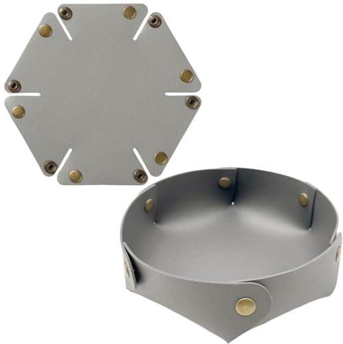 JEYORZY 2 Pezzi Vassoio in Pelle PU, Svuotatasche da Ingresso Moderno Organizzatore di Articoli Vari Vassoi con Chiusura a Bottoni per Chiavi Monete Guarda Portafoglio Gioielli, Casa (Grigio)