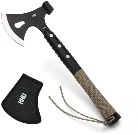 KHU 420HC Acciaio Ascia da campeggio Ascia caccia sopravvivenza con fodero in nylon, bushcraft per spaccare la legna Uso All'aperto giardinaggio -09A