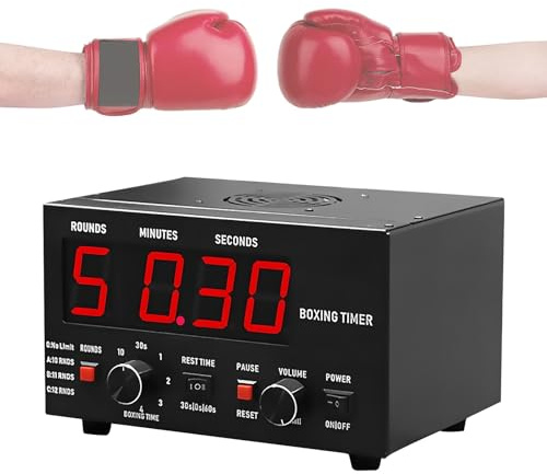 ZMJGLL Temporizador de intervalos de Boxeo clásico, Temporizador Profesional de Gimnasio con Pantalla LED, temporizadores de Fitness de Boxeo, Tiempo de Entrenamiento y repeticiones de Ciclo (Red)