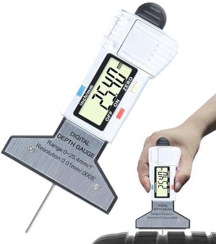 Medidor Digital De Rosca De Neumáticos – Probador De Profundidad De Banda De Rodamiento LCD De Precisión De 0.01 Mm, Automotriz De Muelle, Herramienta De Medición Precisa | Medidor De Banda De