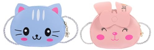 Tofficu Bolso Bandolera Infantil de PU Resistente a Roturas, 2 Unidades Portátiles Diseño de Dibujos Animados para Niñas, Pequeño y Cómodo para Uso Diario
