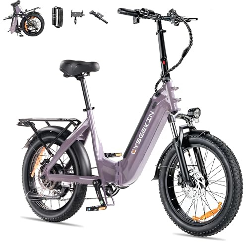 Cyseekin C20 E-Bike Fatbike Vélo électrique pliable pour homme et femme Moteur 250 W 25 km/h Batterie 48 V 15,6 Ah Vélo électrique avec freins à disque hydrauliques Écran LCD Shimano 7 vitesses