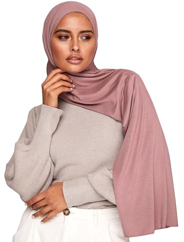 VOILE CHIC Premium Jersey Hijab Scarf For Women - Islamic Head Scarf Wrap Hijabs - Dusty Rose