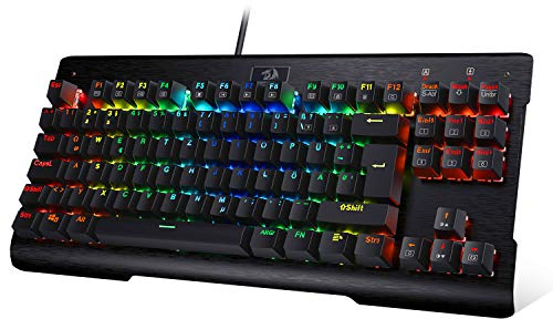 Redragon K561 TKL - Kabelgebundene Gaming-Tastatur - Mechanisch Tastatur - Kompakter Tenkeyless -RGB Beleuchtung - Anti-Ghosting, Deutsches (QWERTZ) Layout, Plug & Play, Blue Switch, (Schwarz)