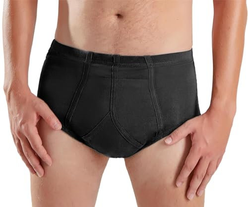 Carer Inkontinenz Pants Männer, Waschbare Baumwoll-Inkontinenzslips mit 200 ml Saugfähigkeit für den täglichen Gebrauch Reisen und nach Operationen Schwarz Größe S