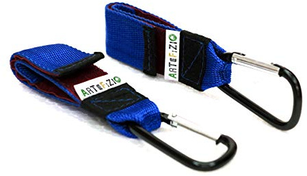 Kinderwagen Haken für Wickeltaschen - 8 farben- Kinderwagenhaken Taschenhaken, Anhänger für Kinderwagen, Karabinerhaken für Handtaschen, Universale Passform (2er Packung, Electric blue)