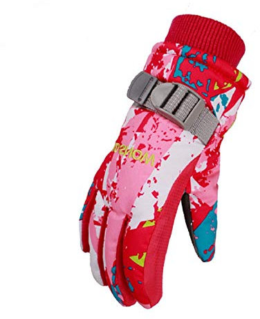 Natashas Kinder Skihandschuhe wasserdichte und Winddichte Winterhandschuhe Warm Snowboard Handschuhe für Outdoor-Sport in Winter Fahrradhandschuhe Warme Handschuhe for Mädchen Jungen (Rose, M)