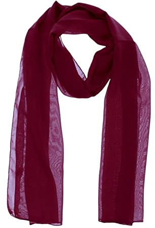 WESTEND CHOICE Ladies Chiffon Scarves Women Plain Neck Scarf Soft Headwrap Girls Headscarf Sheer Wrap women's scarves & wraps 150x45 cm (Burgundy)