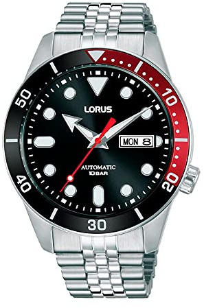 Lorus Men's Analogue Automatic Watch, Black/red, Sports