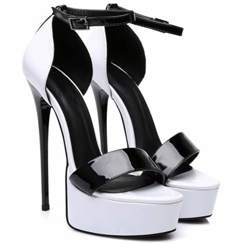 tacchi donna Sandali Con Tacco Alto 16CM Scarpe Con Plateau A Tacco Alto Scarpe Con Tacco Classico Scarpe Aperte,White-40