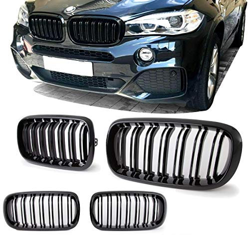DM Autoteile 2x Kühlergrill SET Schwarz Glanz Doppelsteg passend für X5 F15 +X6 F16 13-17
