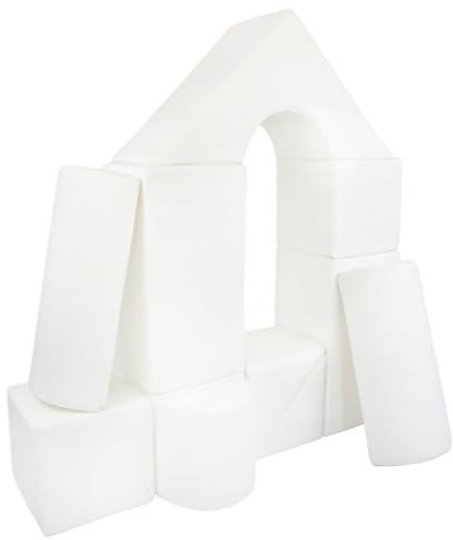Velinda 11 Grossbausteine Schaumstoffbausteine Bauklötze Riesenbausteine Schloss-Set (Farbe: weiß)