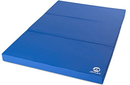 Jeflex - blaue klappbare Weichbodenmatte & Turnmatte 150 x 100 x 8 cm MADE IN GERMANY/faltbare Gymnastikmatte/platzsparende Fitnessmatte & faltbare Yogamatte/dicke Sportmatte für Kinderzimmer