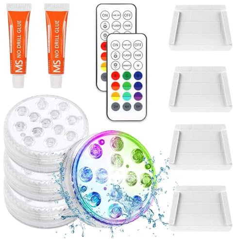 BNGXR Unterwasser Licht, 4 Stück LED Poolbeleuchtung Poollicht Wasserdichte RGB Farbwechsel Pool Dekolichter für Schwimmbad LED Wasserdicht für Pool Teich Aquarium Beleuchtung