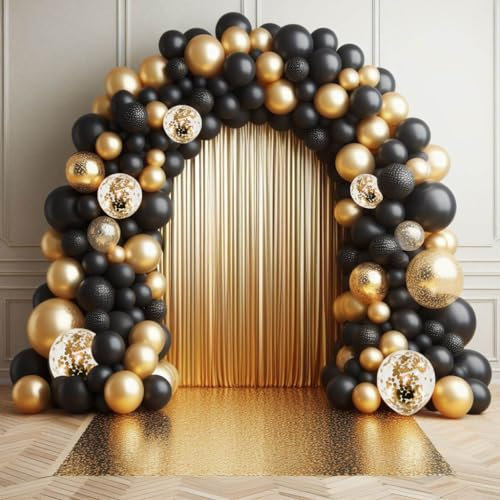 Balloon Arch Kit Black and gold 50 Pack Balloon Arch with Accessories Balloon Garland Confetti Balloons for Birthday Party Decorations Graduation Wedding Prom Retirement Party