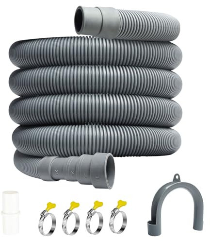 Storystore Washing Machine Drain Hose 1m, Universal Drain Hose Extension Kit with Connector Clip Clamp, Washing Machine Waste Pipe Extension for Washing Machine Dishwasher