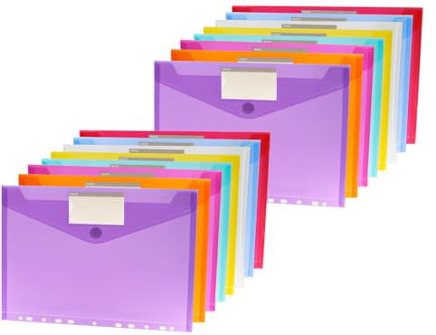 BEASAFY 16 fundas para documentos A4, 8 colores, A4, con 11 orificios, sistema de carpetas transparente, carpeta para documentos