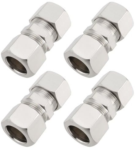 Create idea Lot de 4 raccords de compression droits en cuivre de 12 mm pour tuyaux hydrauliques, tuyaux de refroidissement, système de carburant, 12 x 38,5 mm, argent