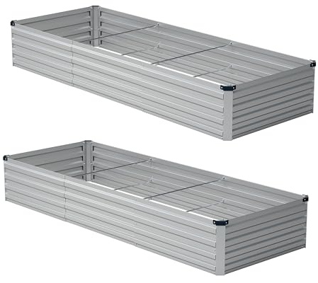 zunatu 10x2x1ft(2 Pack) Galvanized Raised Garden Bed,Outdoor Planter Box Metal Patio Kit Planting Bed for Vegetables Flowers and Succulents,Silver