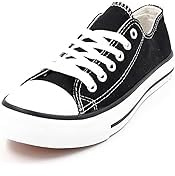 Women's Ladies Girls Canvas Low Top Lace Up Trainers Sneakers Pumps Plimsolls Size UK 3-8 (Black, UK Footwear Size System, Adult, Women, Numeric, Medium, 7)