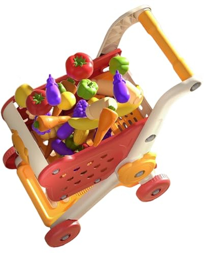 Set carrello della spesa per bambini - Con per supermercato e cucina | Giocattolo girello | Giochi di ruolo educativi da cucina per bambini piccoli Ragazzi ragazze Giocattoli didattici