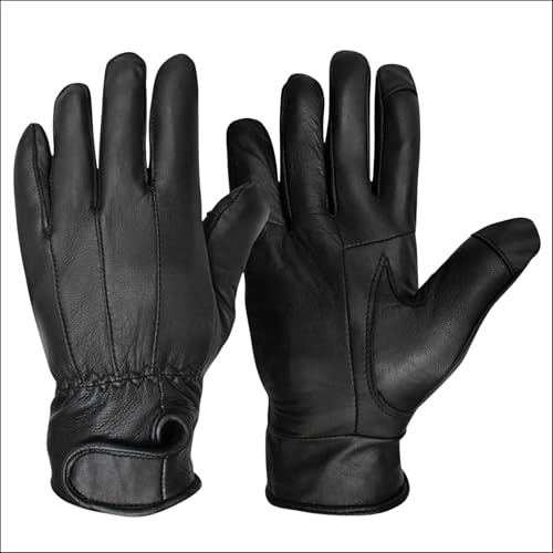 Rebz Touchscreen Leather Gloves Closure L/XL
