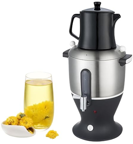 5,5l Elektrisk Turkisk Samovar Tesetare, 1500w Rostfritt Stål Dubbel Kittel Urn Med Infuser, Automatisk Värmehållning För Svart Te Och Kaffe