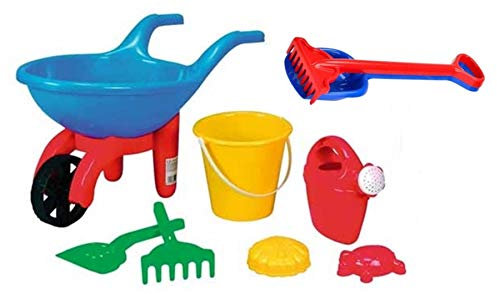 KSS Mega Sandspielzeug Set 11 Teile Schubkarre, Eimer,Schaufel, Harke, 4 Förmche Strandspielzeug