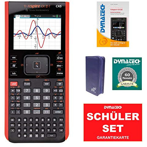 TI-Nspire CX II-T CAS Grafikrechner + Violette Schutztasche + Garantieverlängerung + Im Fokus: Das Buch zum Rechner