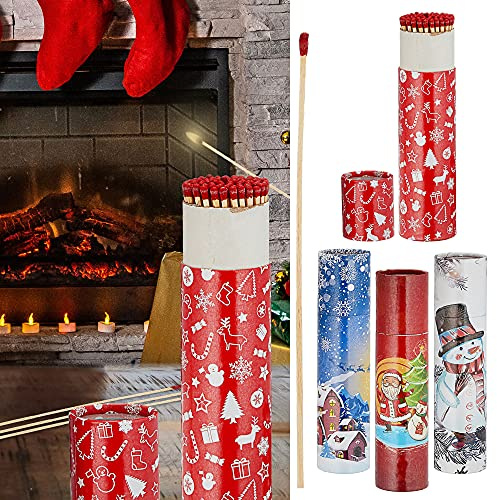 Cepewa Eldstäder uppsättning av 4 | L 20 cm 4 paket motiv à 75 st. | tändstickslåda juldesign