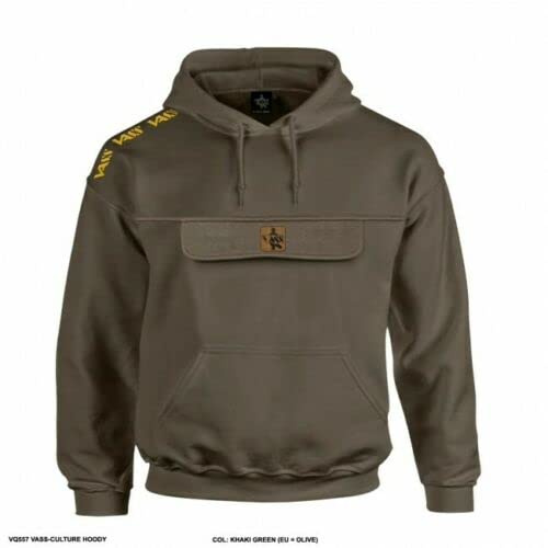 Vass Culture Hoody with Zipped Chest Pocket: Khaki Green: XXXL