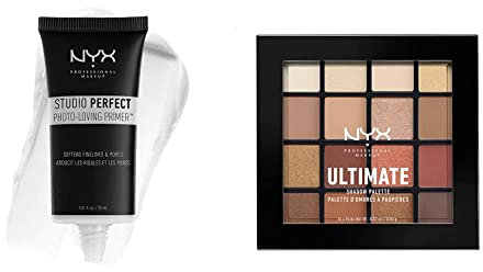 NYX Professional Makeup Studio Perfect Primer - Base per makeup, Incarnato uniforme, Minimizza l’aspetto delle rughe sottili e dei pori dilatati & Palette Ombretti Ultimate Shadow,Pigmenti Pressati