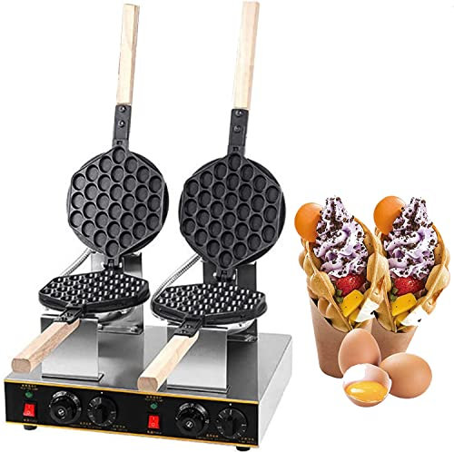JIADUOFU Horno Gofres Rotativo Comercial, Máquina Gofres con Burbujas De Huevo, Máquina Profesional De Pasteles con Burbujas, Cabezal Doble Giratorio 180° Y Temperatura Ajustable 50-250 ℃,110v