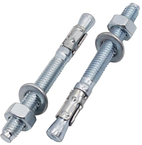 SKIR'CO (4 piezas) Anclajes de cuña chapados en zinc M8 x 80 mm, tacos de metal, pernos de anclaje, anclajes de mampostería, anclaje de hormigón