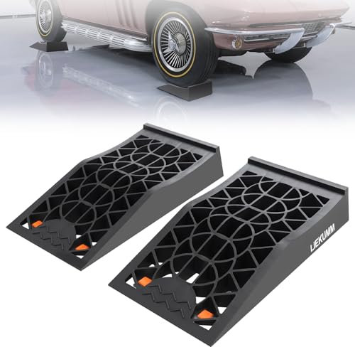 LIEKUMM Auffahrrampe 2er Set, 6T Tragkraft Auffahrrampe Pkw, 43 x 23 cm Kompakte & Tragbare Größe Auto Rampe für Tiefergelegte Fahrzeuge, Unterstellbock, Ölwechsel und Reparatur