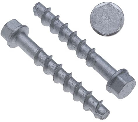 Kit di viti per calcestruzzo e ancoraggi per muratura da 12,6x70mm, acciaio zincato, testa esagonale, per ancoraggio su muratura, mattoni, calcestruzzo, blocchi di cemento, resistente alla ruggine