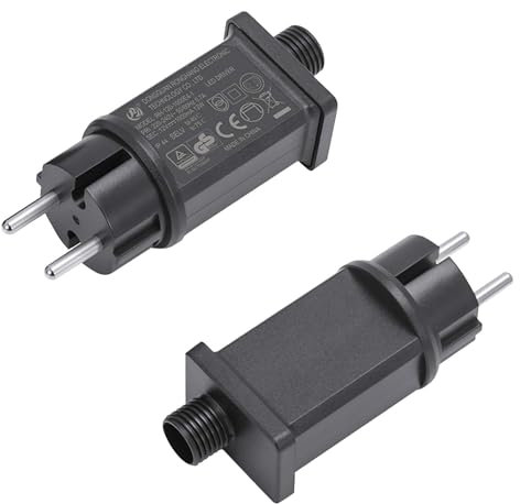 EU Stecker Lichterkette Netzteil Adapter,12V IP44 Wasserdicht Transformator Niederspannungs,LED Adapter Trafo,Lichterkette Netzteil Transformator,LED Lichterketten Adapter Stecker