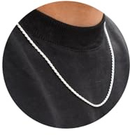 RANKEEF Collane Uomo Collana a Catena Intrecciata 2/3/4mm - Argento 18/20/22 Pollici Catena Resistente all'Acqua, Robusta e Lucente con Design a Corda Ritorta Regalo Perfetto