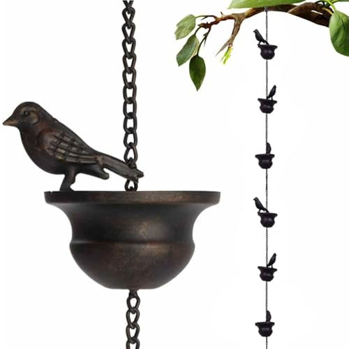 AZIDWERYQ Metal Bird Rain Chain for Gutters 31.5 Hanging Decorative Metal Catcher Chain for Downspout, Divert Water