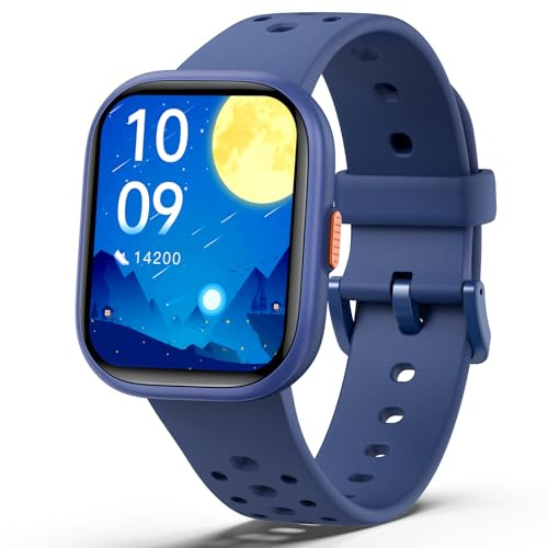 teslahero Upgraded Kids Smart Watch Fitness Tracker, 1.85 Screen with 12 Puzzle Games, Heart Rate Sleep Monitor, Pedometer, Waterproof Activity Tracker with/without APP for Boys Girls (Blue)