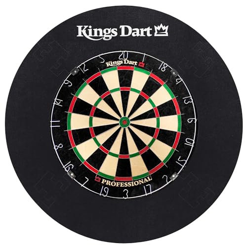 Kings Dart Dart-Set Profi | Hochwertige Sisal Steel-Dartscheibe + Dart-Surround | dünne Spider-Feldbegrenzung | Tunierdartscheibe nach WDF Standard| Markenqualität
