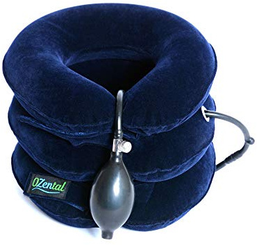 Ozental Coussin De Traction Cervicale Gonflable, Minerve Cou Air,Collier De Traction Cervical Femme/Homme, Hamac Cervicales Pour Soulager La Nuque Et Corriger La Posture Du Cou Ozental (bleu marine)