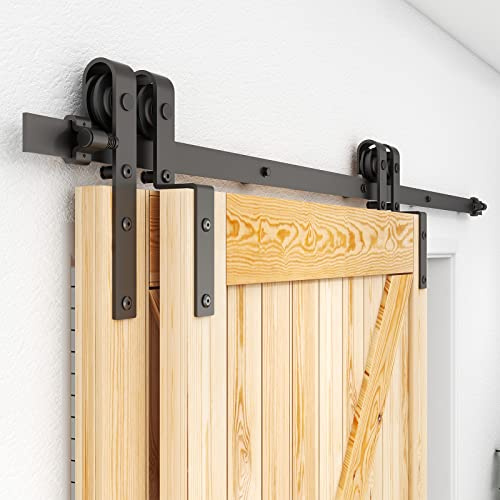 ETIASQSA 182CM/6FT Bypass Quincaillerie De Porte Coulissante Kit Porte Coulissante Rail pour système de quincaillerie à double porte Style Classique