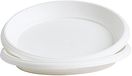 Lot de 2 soucoupes en plastique blanc de 12 cm de diamètre pour pots de fleurs et pots de fleurs à l'intérieur et à l'extérieur