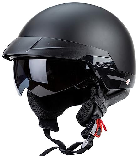 MOTESEN ABS-Halbhelme für Moto-Helm ECE-geprüfte Endoskope Vier Jahreszeiten Roller Motorrad Cruiser Motorrad Retro Halley Kollisionsvermeidung Mann Jungen