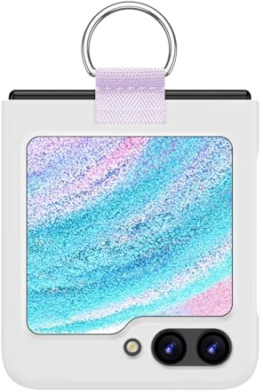 RankOne fodral till Samsung Galaxy Z Flip5/Samsung Galaxy Flip 5 2023 6,7 tum med ring hårt polykarbonat anti-fall skyddande fodral – vit.